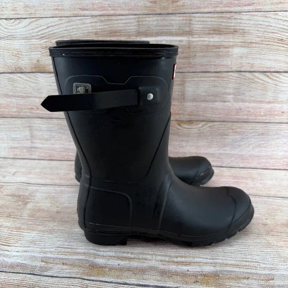 Hunter Original Short Rain Boots Black Matte Waterproof Womens 10M 1881032 - Picture 4 of 9